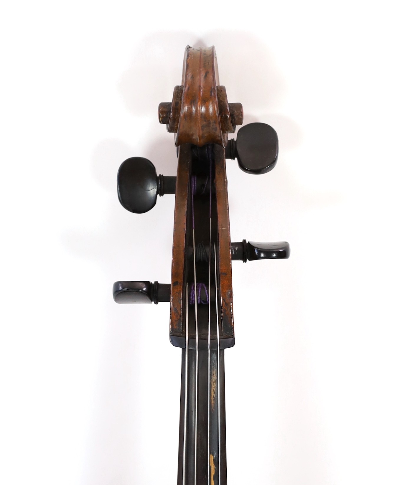 A 19th century Saxon cello, length of back 72.5 cm, soft case